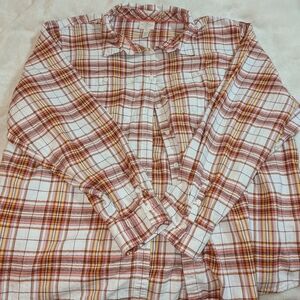 St. John's Bay Red and Yellow Plaid Button-Down Shirt